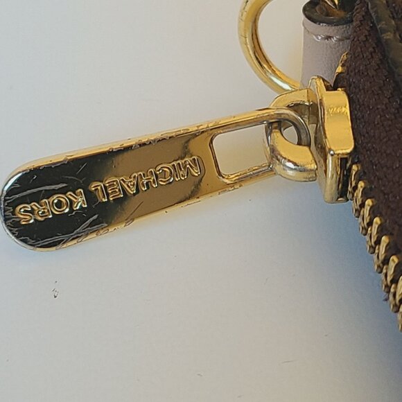 Michael Kors Jet Set Travel Continental Wallet Brown & Gold Zipper All Around - Picture 8 of 10